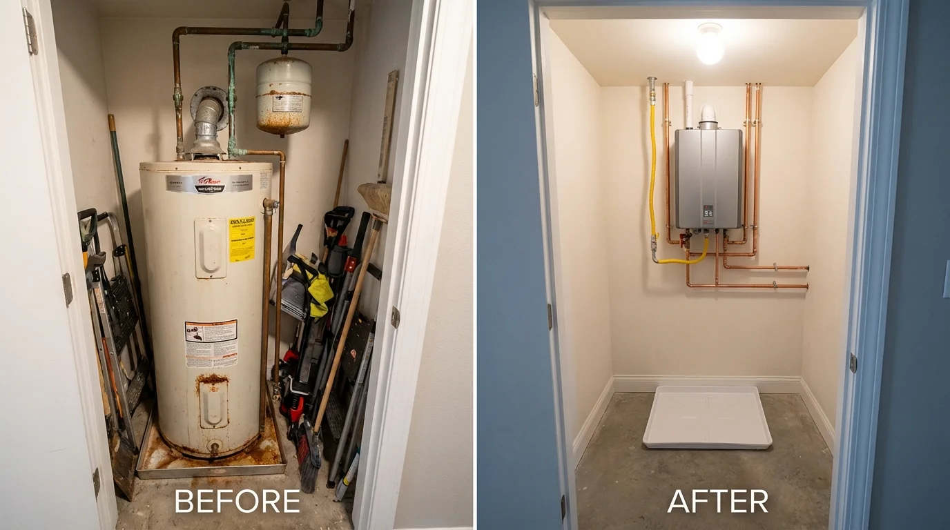 Tank water heater versus wall-mounted tankless unit comparison for Phoenix, OR homeowners