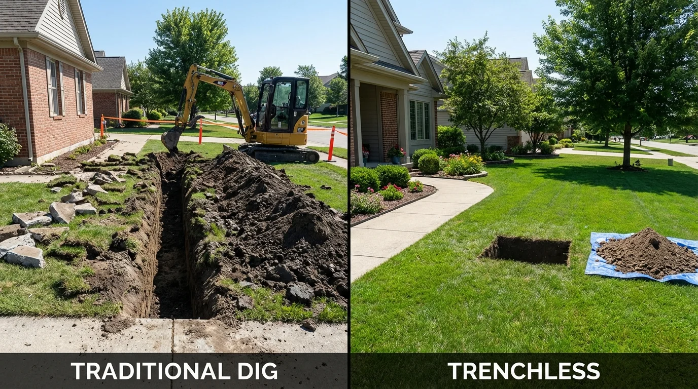 Trenchless sewer repair with minimal yard damage versus traditional excavation in Phoenix, OR